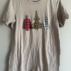 Bella Canvas Taupe Short Sleeve Tee with Festive Tree Design